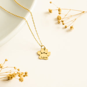 Paw Print Name Necklace